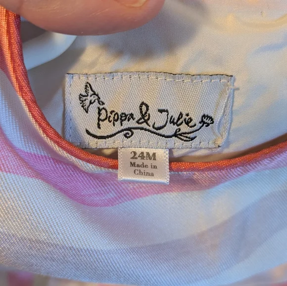 Pippa & Julie Striped Pink and Blue Kids Dress - Picture 4 of 5